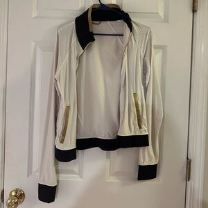 Lululemon Athletica White and Black Bomber Jacket